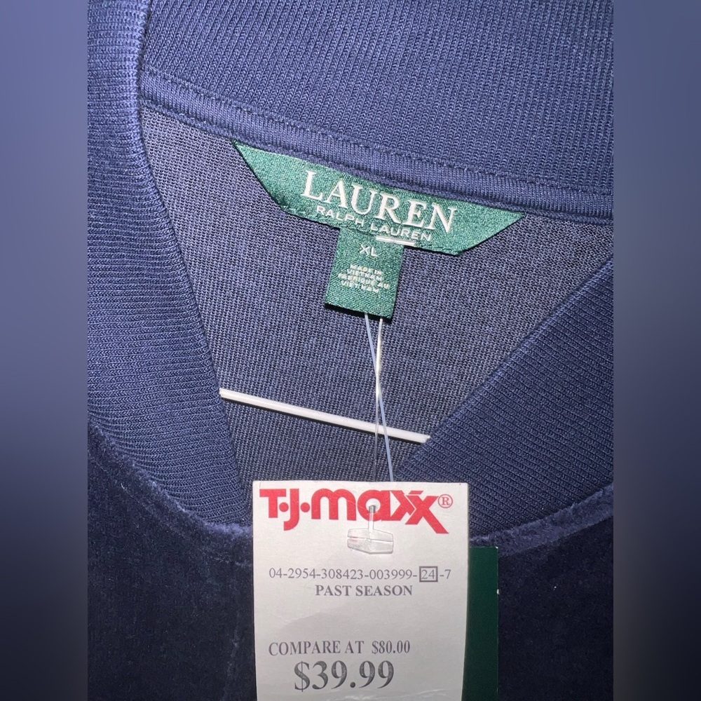 RALPH LAUREN Active Full Zip Jacket Womens XL Cotton Navy Knit Velour NWT $115 - Picture 2 of 11